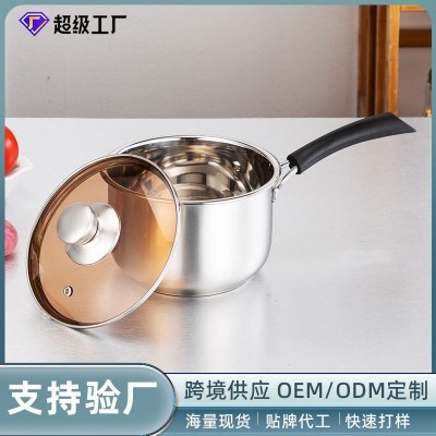 特厚复合钢不锈钢奶锅汤锅家用电木防烫单柄双柄锅具礼品加工定制图2