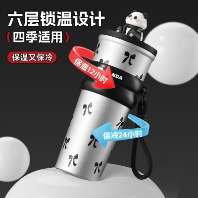 巨无霸冰霸杯316不锈钢便携手提保温杯大容量车载咖啡吸管随行杯图2