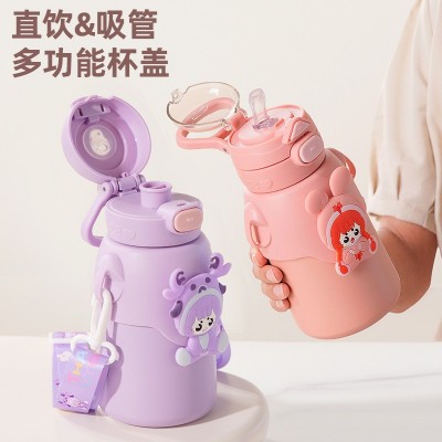 儿童保温杯双饮杯316不锈钢保温杯大容量高颜值可爱卡通便携水杯图2