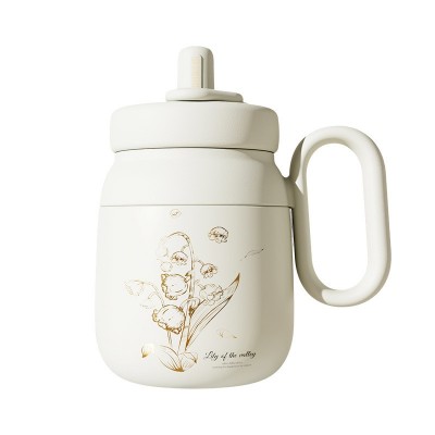 高颜值316不锈钢陶瓷内胆保温杯女生茶水分离泡茶杯子吸 管咖啡杯图4