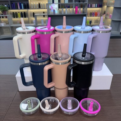 新品40oz冰霸杯大容量304不锈钢保温杯带手柄便携吸管盖汽车杯图3