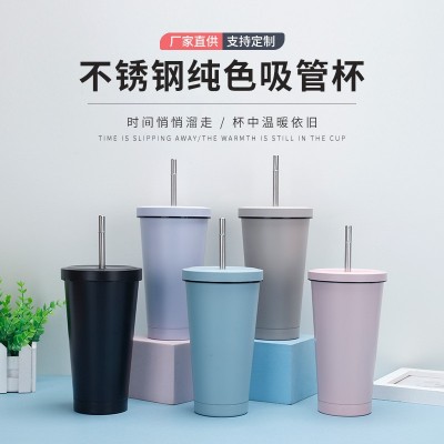 2024新款不锈钢吸管杯710ml大孔盖珍珠奶茶杯定 制大容量保温水杯图2