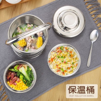 不锈钢双层保温饭盒 大容量直型提锅 成人三层快餐饭桶学生便当盒图3