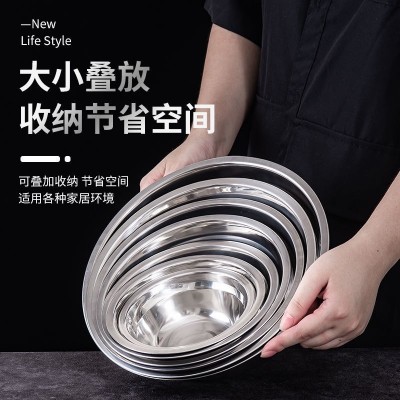 批发无磁不锈钢汤盆面盆 学生饭菜汤碗洗菜盆洗脸盆2元店地摊货源图3