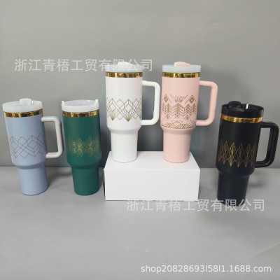 新款40oz汽车杯大容量手柄杯冰霸杯带吸管的不锈钢保温杯厂家直销图3