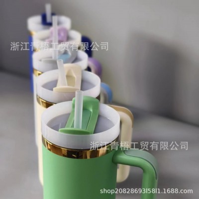 跨镜新款冰霸杯二代30oz离子镀金边保温杯保冷304不锈钢吸管汽车图2
