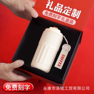 创意316不锈钢保温杯提绳男女便携随行杯双层真空显温咖啡杯定制图4