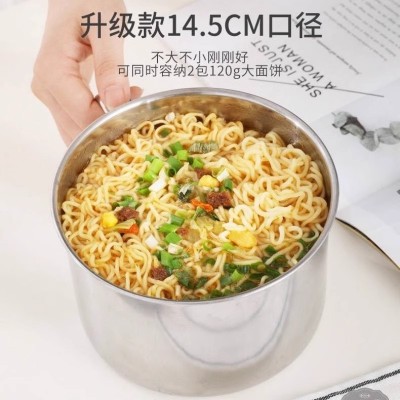 加厚不锈钢304泡面杯学生饭堂圆形双层便当盒快餐杯餐盒不锈钢碗图2