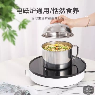 加厚不锈钢304泡面杯学生饭堂圆形双层便当盒快餐杯餐盒不锈钢碗图3