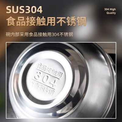 不锈钢碗食品级双层碗米饭碗儿童宝宝防摔隔热家用刻字不锈钢餐具图2