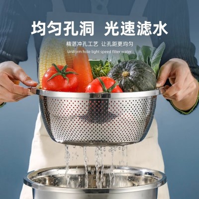 不锈钢盆子家用厨房和面打蛋盆汤盆洗菜盆不锈钢盆加厚食品级面盆图2