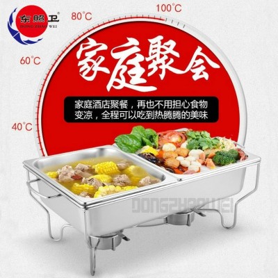 不锈钢经济方形餐炉 酒店折叠单格双格自助餐炉 加热食物盆批发图2