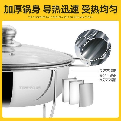 固液体酒精炉小火锅不锈钢个人自助酒精炉锅酒店圆形玻璃盖餐炉图2