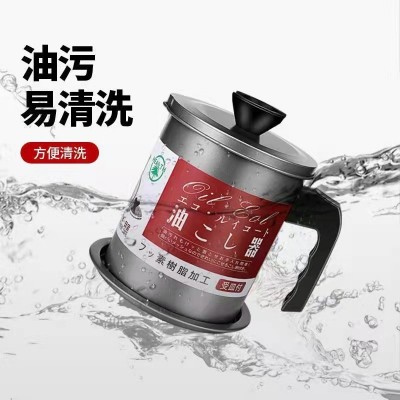 日式不锈钢过滤油壶带滤网装猪油储油罐壶家用厨房漏油渣滤油神器图5
