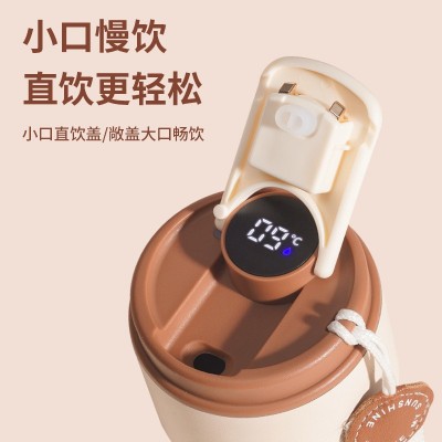 网红316不锈钢办公室高颜值保温杯礼盒提绳水杯伴手礼智能咖啡杯图5