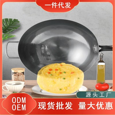 新款不锈钢炒锅家用平底不粘锅轻油烟炒菜锅通用炉灶锅具炒锅批发图3