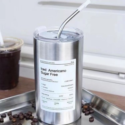 美式保温保冷马克杯不锈钢咖啡杯随行杯拿铁杯子高颜值水杯带吸管图2