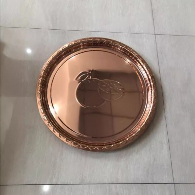 厂家直销托盘不锈钢餐盘碟子镀金家用商用水果盘饭店餐厅食堂盘子图3