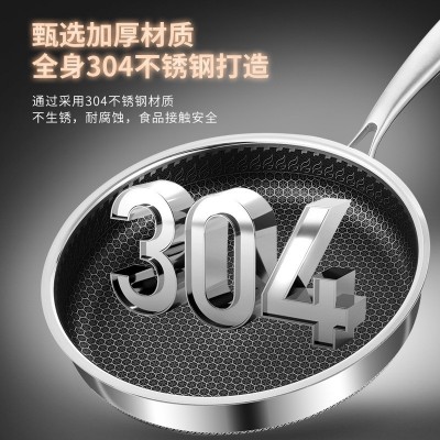 定制304不锈钢蜂窝煎锅不粘家用平底锅煎牛排烙饼煎盘跨境批发图2