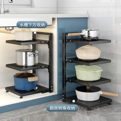 跨境不锈钢置物架家用厨房壁挂式锅架台面下水槽多层调料品收纳架图2