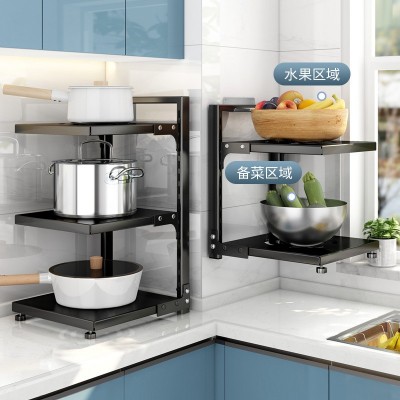 跨境不锈钢置物架家用厨房壁挂式锅架台面下水槽多层调料品收纳架图1