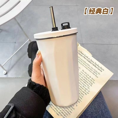 新款菱形保温杯304不锈钢菱形渐变吸管咖啡杯大容量保冷冰霸杯子图2