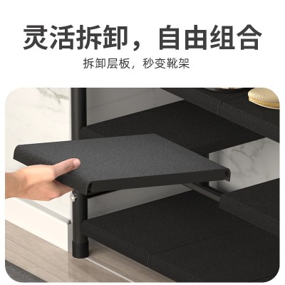 创意不锈钢黑色鞋架组装门后鞋柜简易多层防灰尘宿舍寝室经济型架图4