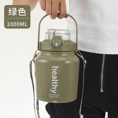 现货316不锈钢保温保冷户外便携背带方糖杯双饮大肚大容量吨吨桶图2