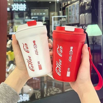 厂家直供 可乐咖啡杯304不锈钢车载保温杯便携提绳随手马克杯代发图2