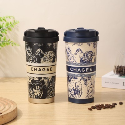 新款霸王茶姬同款咖啡杯316不锈钢保温杯高颜值女生双饮吸管杯图4