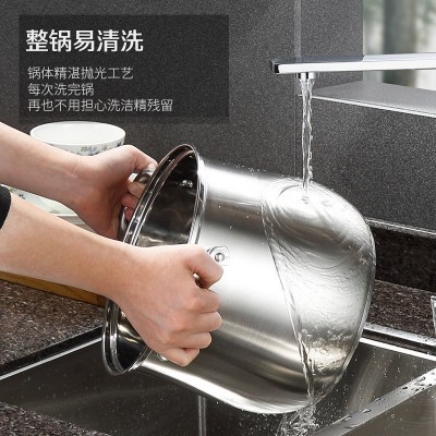 家用汤锅304不锈钢加厚汤锅蒸煮大容量加高炖锅燃气通用鼓 型煮锅图3