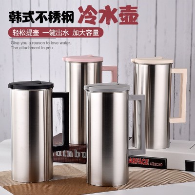 韩式不锈钢冷水壶 1.6L单层果汁壶茶水壶酒店餐厅家用冷水壶礼品