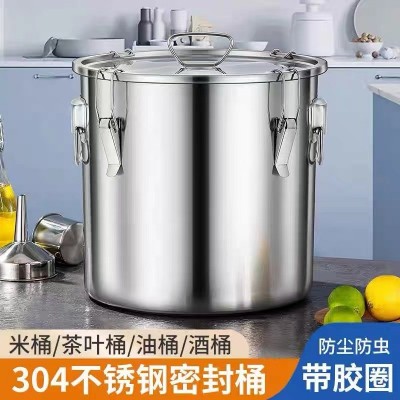 304不锈钢密封桶加厚商用汤桶带盖米桶油桶酒桶家用茶叶罐牛奶桶图3