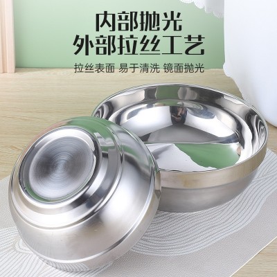 焊边304不锈钢白金碗 餐厅家用酒店饭菜碗简约双层隔热饭碗大容量图3