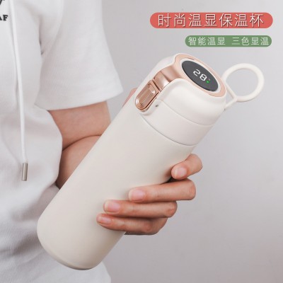 304不锈钢保温杯高颜值智能显温豌豆杯一键开关水杯便捷式弹跳杯图3