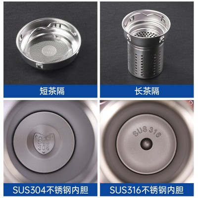 316不锈钢智能保温杯商务男办公礼盒直身杯双层茶水分离礼品水杯图2