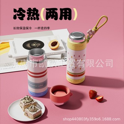 2024新款316不锈钢多巴胺保温杯学生便携带提绳女士儿童办公水杯图2