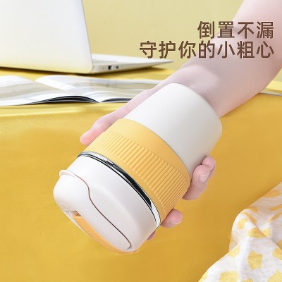 创意时尚双饮吸管咖啡杯316不锈钢保温杯便携车载杯广告礼品杯图5