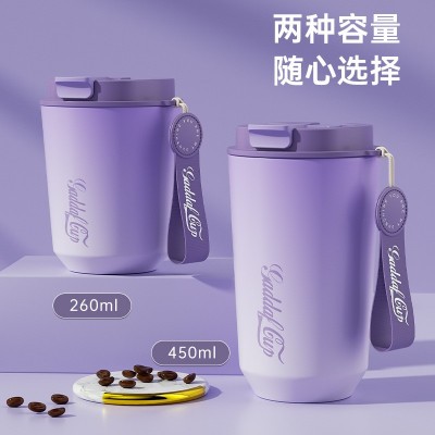 新款304不锈钢保温杯 一杯三饮咖啡杯车载不锈钢吸管礼品杯子批发图4