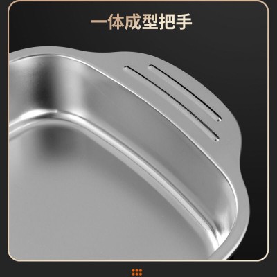 加厚不锈钢双耳烤鱼盘家用电磁炉多功能烧烤盘烤鱼炉不锈钢 龙虾盘图2