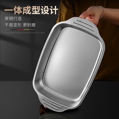 加厚不锈钢双耳烤鱼盘家用电磁炉多功能烧烤盘烤鱼炉不锈钢 龙虾盘图4