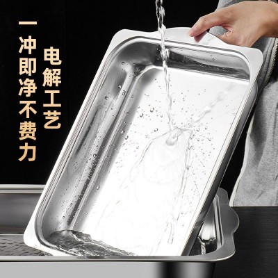 不锈钢长方形烤鱼盘 家用纸包鱼电磁炉专用加高商用烤鱼炉专用锅图2