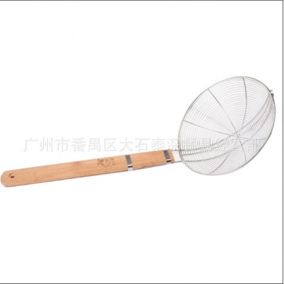 不锈钢漏勺家用捞面勺密网筛商用油炸过滤网厘加粗木柄线漏大笊其图5