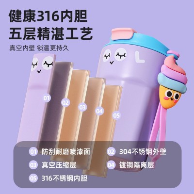 女生高颜值咖啡杯316不锈钢咖啡杯保温杯奇趣可爱杯子印logo刻字图3