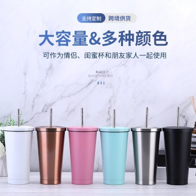 跨境304不锈钢吸管杯双层便携咖啡杯户外车载保温杯大容量冰霸杯图4
