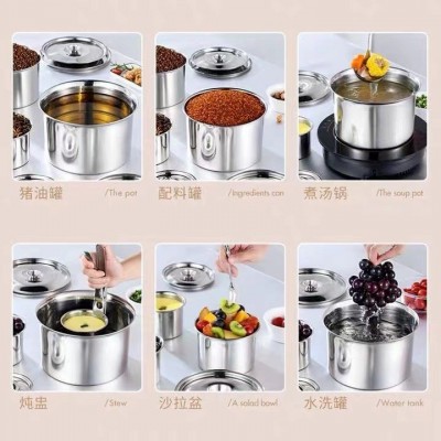 饭店调料盒不锈钢味盅加厚调味盒圆形打蛋盅炖盅带盖味盒猪油盆图3