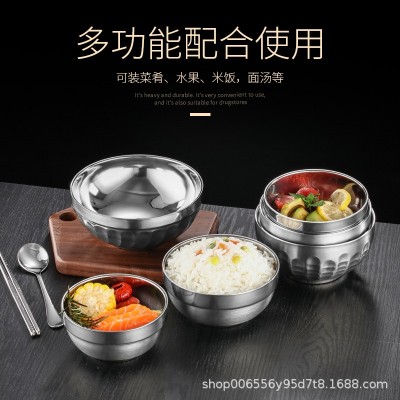 304不锈钢碗幼儿园儿童防烫碗商用双层防烫学生汤碗食堂饭碗图3
