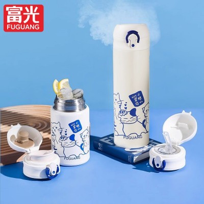 富光保温杯女316不锈钢带吸管水杯便携高颜值儿童卡通杯子批发图2
