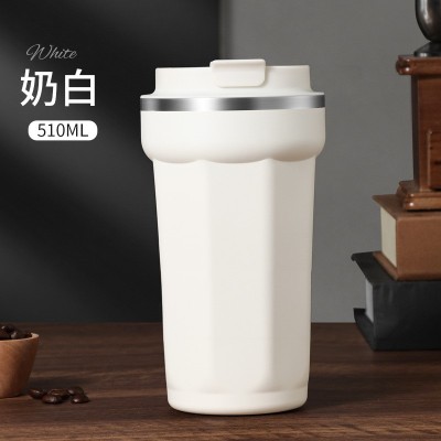 跨境新款304不锈钢八角咖啡杯双层真空保温杯户外便携水杯印Logo图2