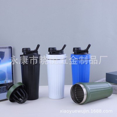 便捷提手蛋白粉杯304不锈钢单层运动健身水杯多功能搅拌杯摇摇杯图2